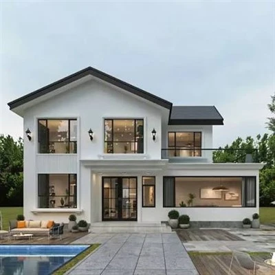 Villa in acciaio dallo stile semplice